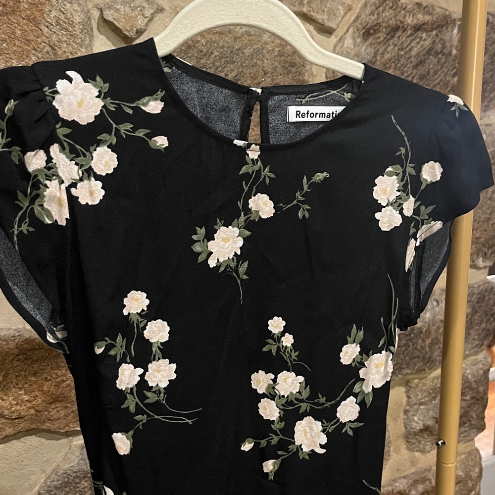 Reformation Black Floral Open Back Side Slit Maxi Dress - Picture 2 of 4